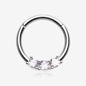 Glistening Sparkle Seamless Clicker Ring-Clear Gem/White